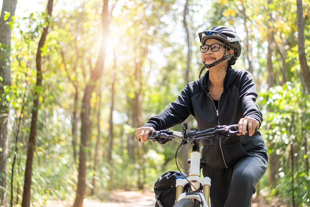 Riding a bike