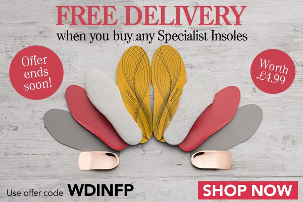 Free delivery on all Specialist Insoles