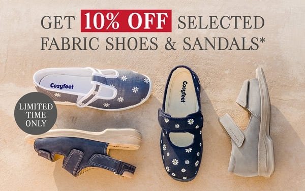 Get 10% off selected fabric shoes and sandals