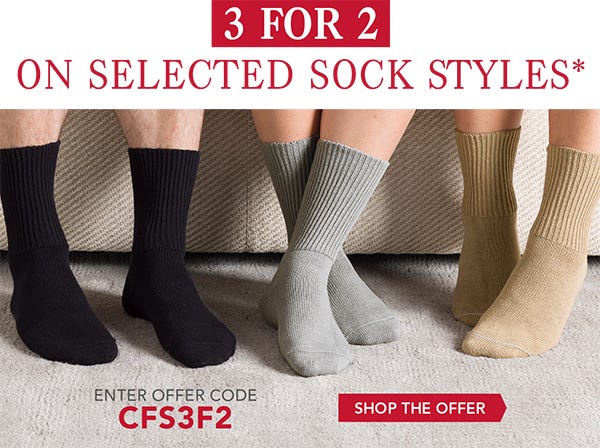 3 for 2 on selected sock styles