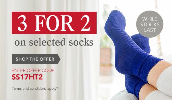 3 for 2 on Selected Socks