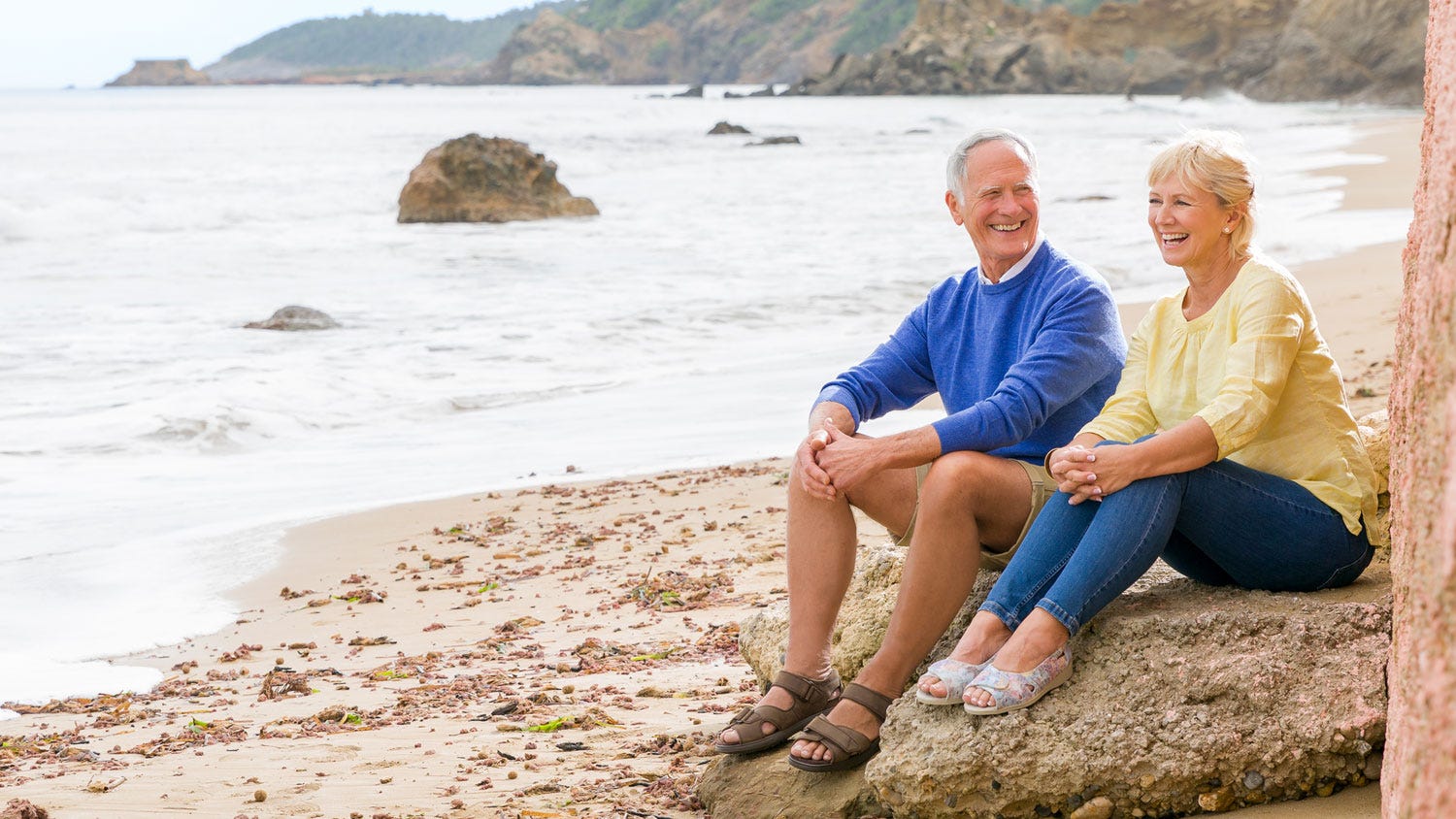 Couple sitting on beach