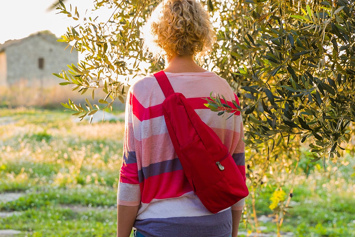 Lady wearing healthy back bag