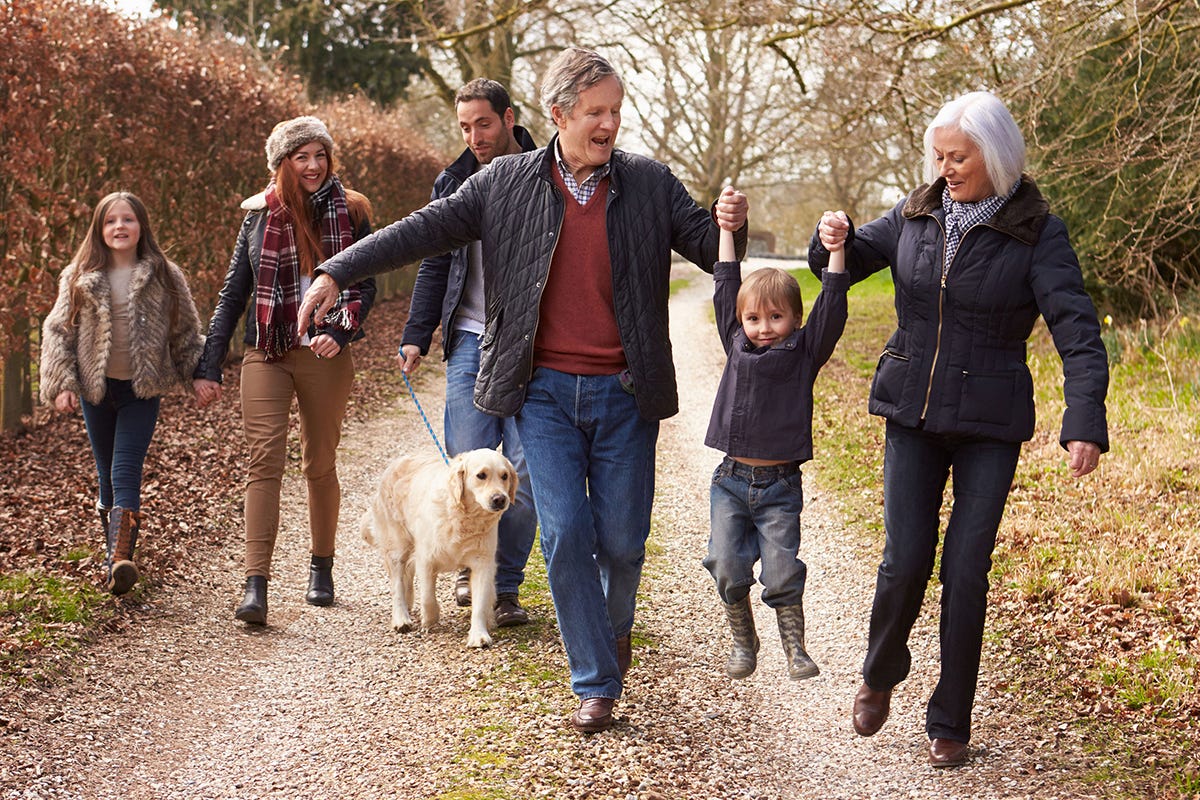 Family on winter walk