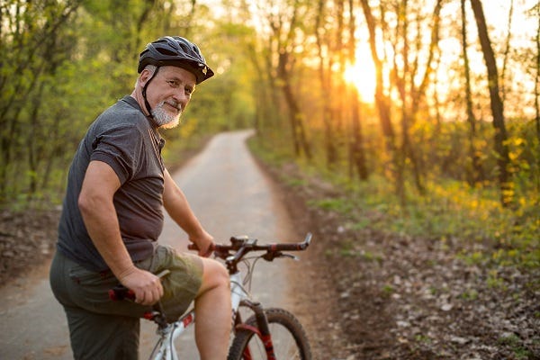 Older man cycling