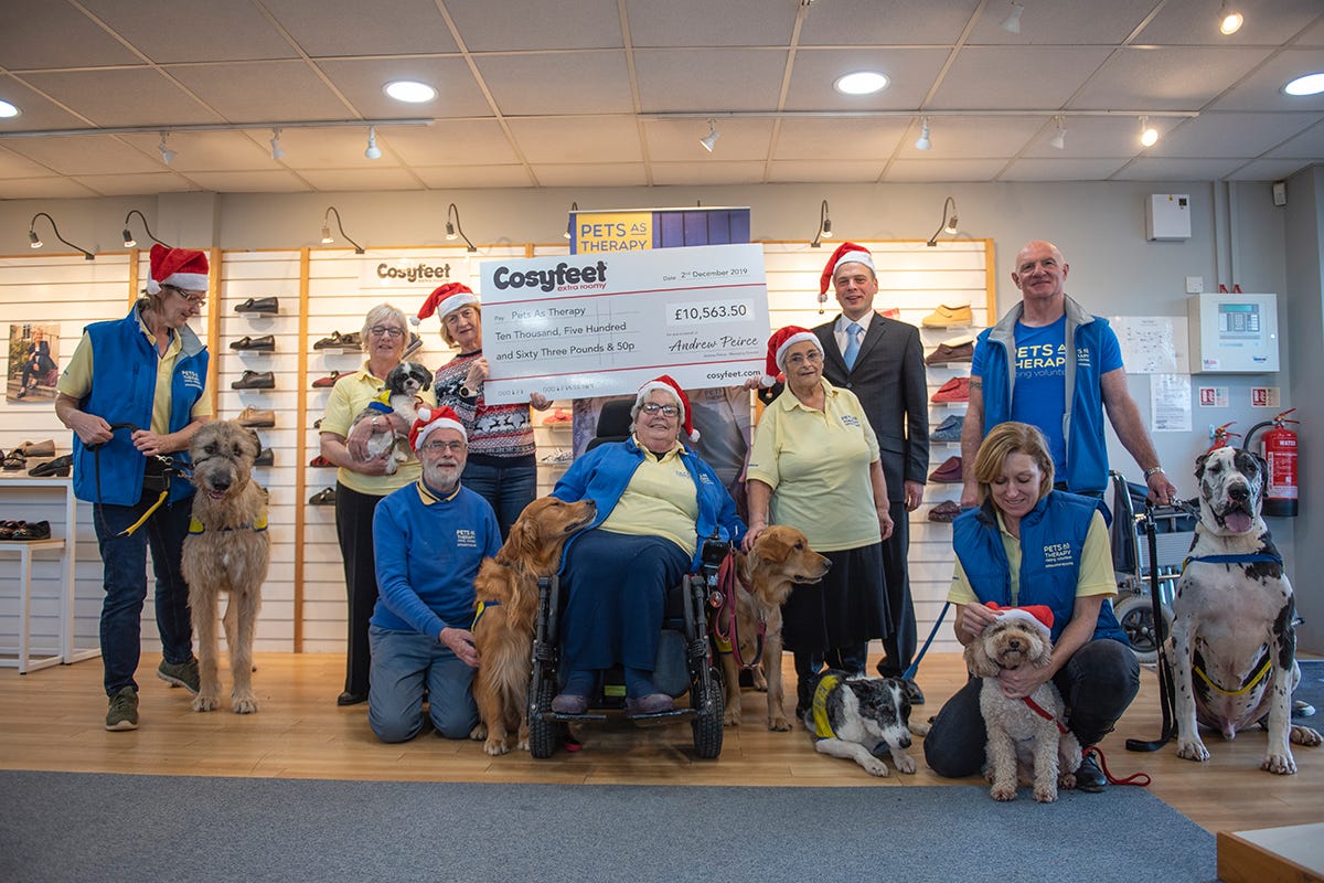 Pets as Therapy visit Cosyfeet for a Christmas party