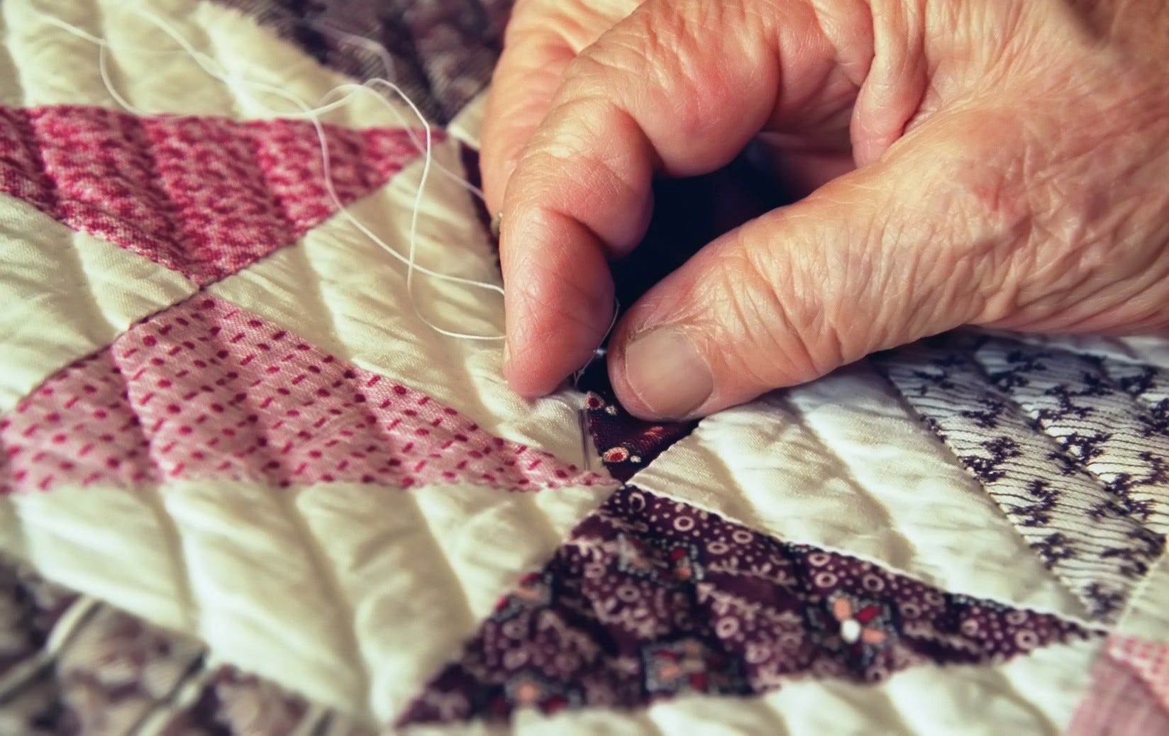 Sewing a quilt