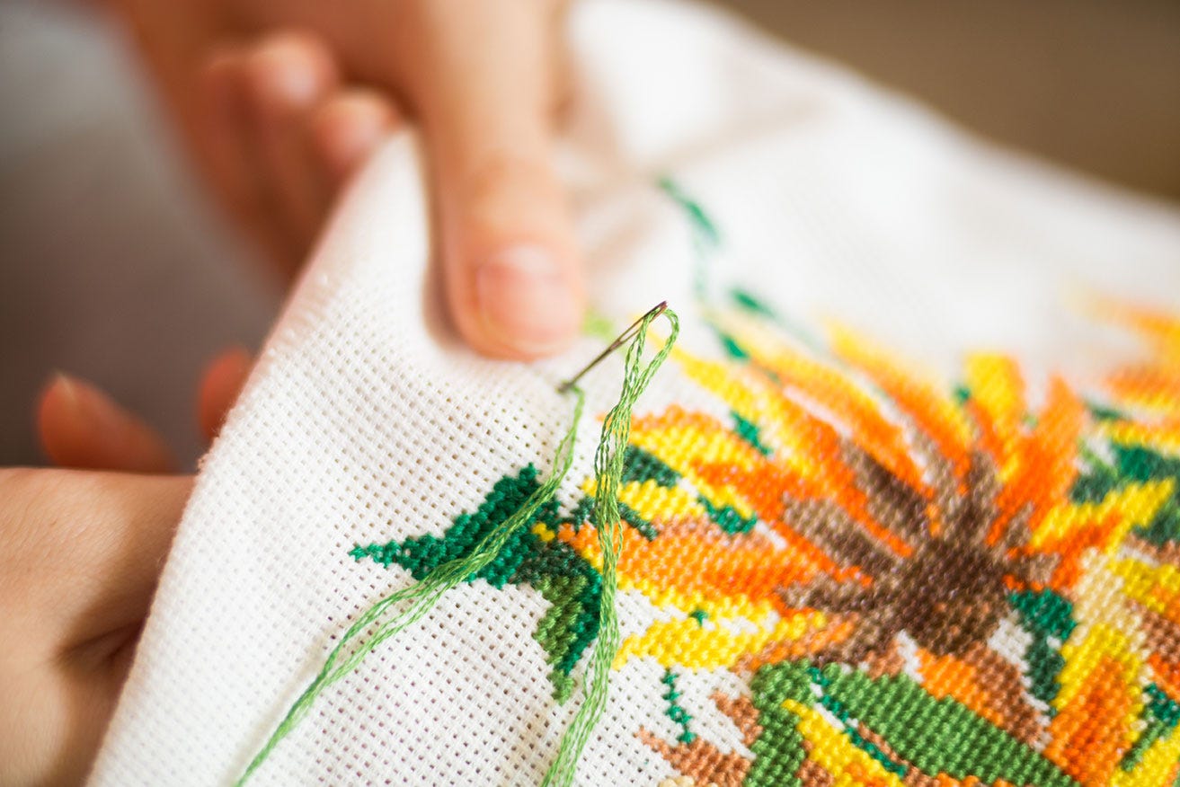 Hand embroidery flower pattern