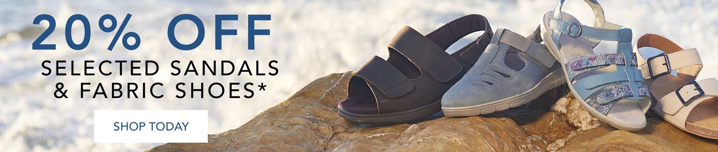 20% off selected sandals & fabric shoes